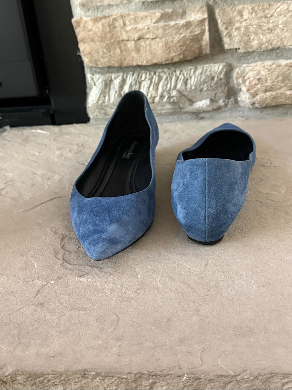 Pointed-Toe Blue Suede Women's Flats